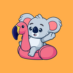 Cute Koala Summer With Flamingo Tires