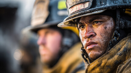Firefighters focused on rescue operations during a challenging emergency situation at a residential area