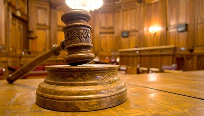 Gavel on Courtroom Table