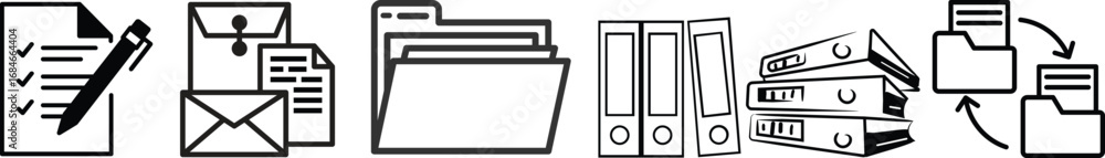 Wall mural folder icon set. documents directory. desktop icons. my computer pc shortcut signs. system software 