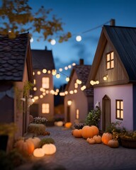 Cozy Halloween evening in a small village