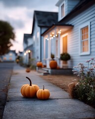Cozy Halloween evening in a small village