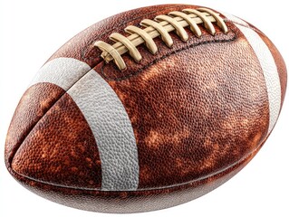 Well-worn brown leather American football, laces visible