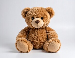 Fototapeta premium A charming teddy bear, rendered in soft, plush brown, sits patiently, exuding warmth and nostalgia, capturing the essence of childhood joy and comfort.