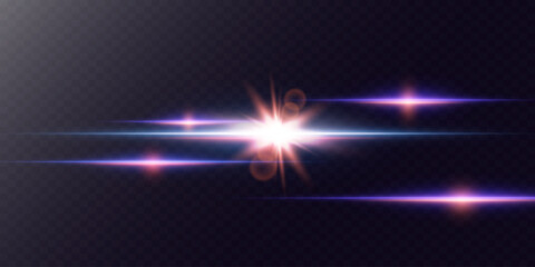 Neon effect, flashes of bright laser beams. Vector EPS 10.