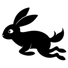 Bunny Escape a simple vector clean black silhouette design white background