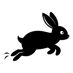 Bunny Escape a simple vector clean black silhouette design white background