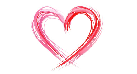 Heart shape with pink brush strokes on a transparent background for digital use and design projects