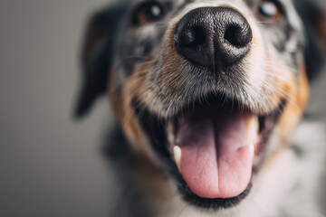 Close-up of a happy dog with tongue out