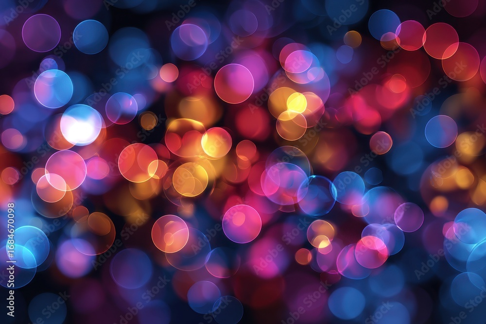 Poster multicoloured bokeh lights creating a vibrant and dynamic background with a blend of various colors 