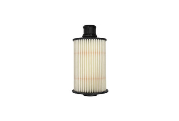 Car oil filter isolated on white background with clipping path. Oil car filter isolated. Quality spare parts for car service or maintenance