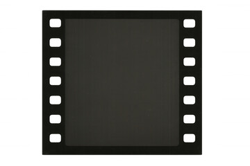 Obraz premium Vintage black 35mm film frame silhouetting transparent background, representing nostalgic cinematographic heritage
