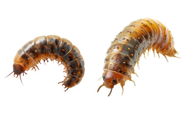 Set of Caterpillar Isolated on Transparent Background. PNG. 