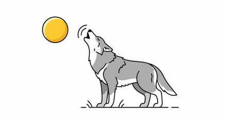 Fototapeta premium Majestic wolf howls at bright sun, evoking wild nature and primal connection