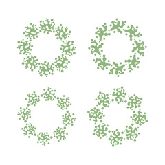 Green abstract circle line art frame decoration isolated flat design.