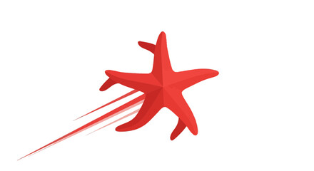 Obraz premium Dynamic red starfish soaring through space leaving trails of light, representing speed and cosmic adventure.