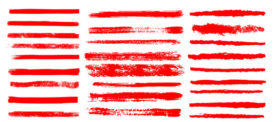 Red pencil brush charcoal scribble trace underline comic stokes sketch doodles. Hand drawn marker pen highlight illustrations.