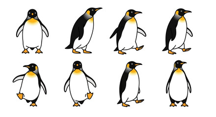 Obraz premium Charming penguins showcase diverse walking and standing poses, perfect for playful designs