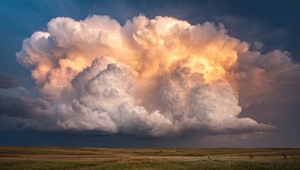 Massive storm cloud over a vast plain