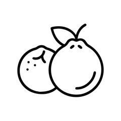 Obraz premium Citrus Orchard Icon: A stylized monochrome illustration depicts the natural freshness of two citrus fruits, ready for harvest, one with a leaf