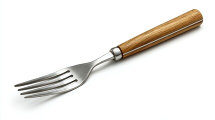 Fototapeta premium Ultra quality image of barbecue grilled fork with wooden, handle isolated on white background.