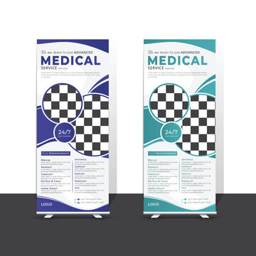 new modern abstract medical clinic roll up banner, creative minimal x banner stand for commercial and Multipurpose Use professional design