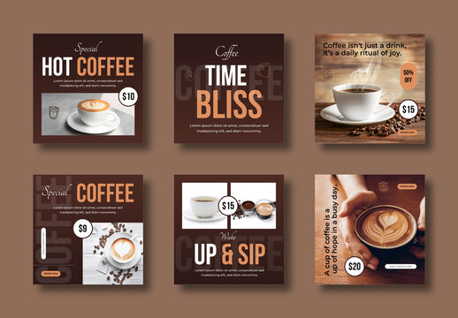 Coffee Social Media Post Template Design Layout