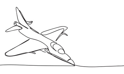 Jet Aircraft Landing A Continuous Line Drawing