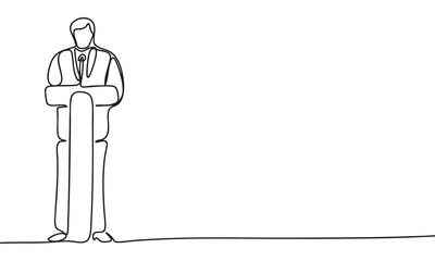 Speaker at Podium A Line Art Illustration
