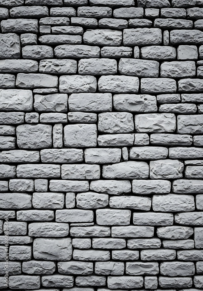 Poster monochrome stone wall texture with rectangular blocks and irregular shapes