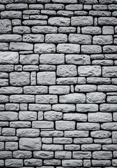 Fototapeta premium Monochrome Stone Wall Texture with Rectangular Blocks and Irregular Shapes