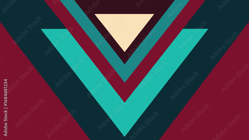 Poster geometric abstract design with teal burgundy and cream triangles background pattern