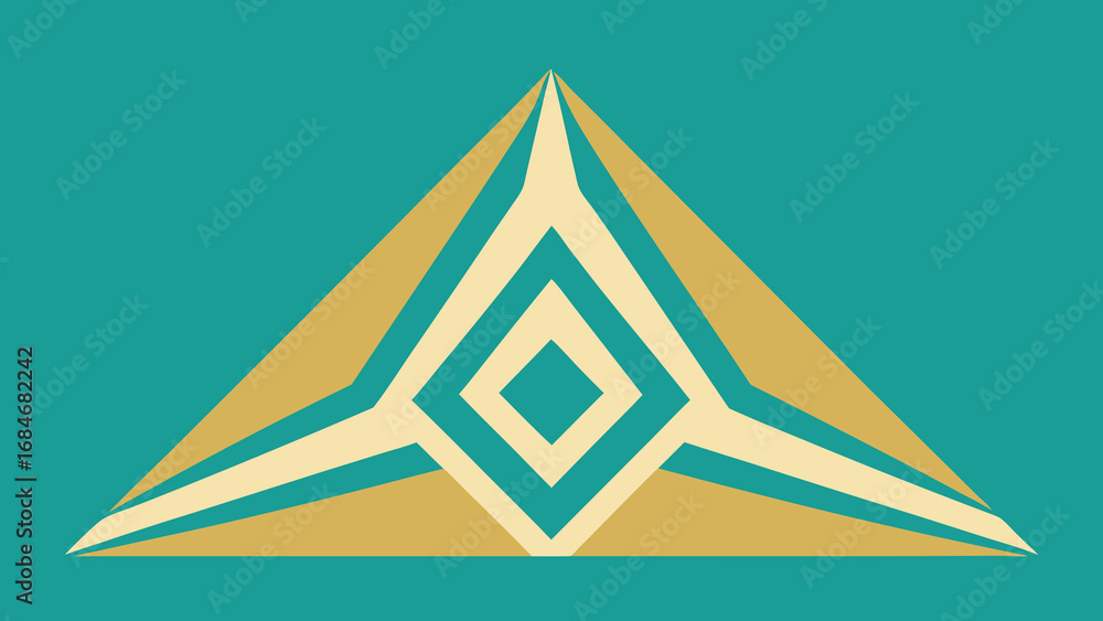 Poster geometric abstract triangle with diamond shape and stripes on teal background vector illustration