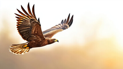 Obraz premium Majestic bird soaring through sky, showcasing powerful wings and vibrant feathers. beauty of nature is captured in this stunning image