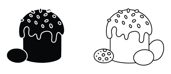 Solid glyph vector icon of a sweet muffin or cupcake for a bakery dessert representing a delicious homemade pastry and party snack food