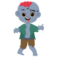 Spooky Halloween character featuring a variety of classic icons including a witch, vampire, ghost, skeleton, and pumpkin-headed creature, perfect for Halloween-themed illustrations and designs