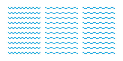 Wavy curve zig zag line pattern. Wave ornament pattern. Blue zig zag pattern Set of thin line waves. Set of wavy zigzag lines. Wave thin line.