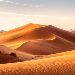 Golden Desert Dunes Landscape.