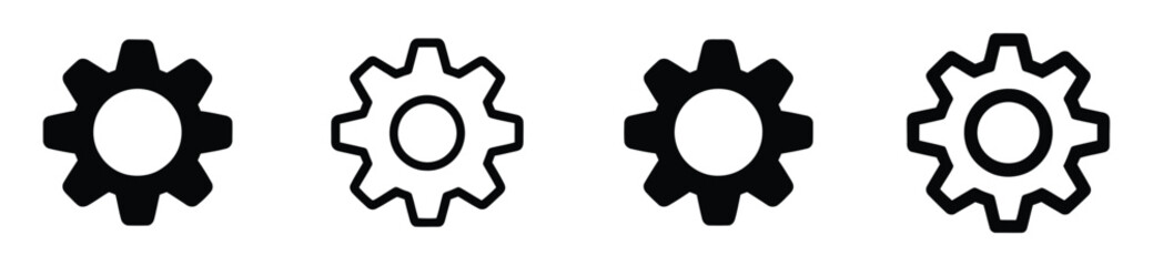 Gear setting icon set, containing Cog wheel, Gear wheel symbol, Vector illustration.
