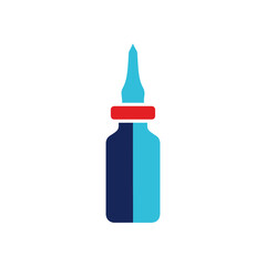 Nasal Spray Bottle Icon: Blue Red and Dark Blue Design.
