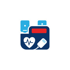 AED Defibrillator Icon: Heartbeat Monitor and Pads.