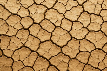 Cracked dry earth texture under bright light, symbolizing drought and climate crisis in an abstract natural environment background. Ai generative