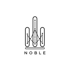Abstract logo design featuring three vertical pillars connected by geometric shapes, with the word 