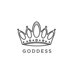 Obraz premium Simple line art illustration of a crown above the word 