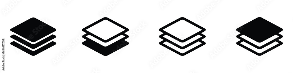 Aufkleber land layers icons set for apps and web ui designs. simple isolated graphics.