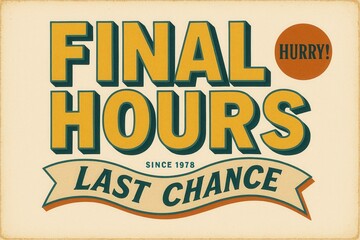 Fototapeta premium LAST CHANCE and FINAL HOURS sale banner, retro style, compelling retail discount promotion.
