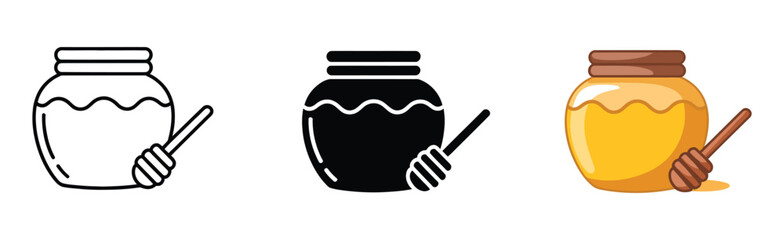 simple vector of honey dripping from dipper into jar