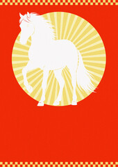 年賀状×馬(白)