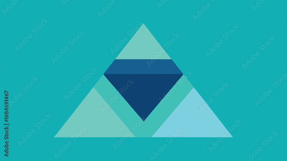 Poster Geometric Teal Triangle with Diamond Shape and Layered Triangles abstract