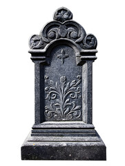 Naklejka premium very old tombstone isolated on white background in high resolution detailed stone texture design